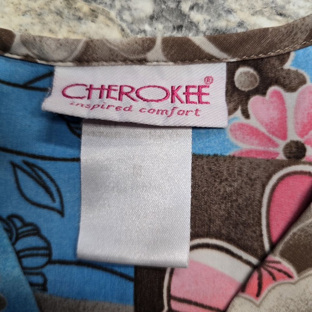 Cherokee Uniforms Floral Medical Top Size M - Picture 3 of 5